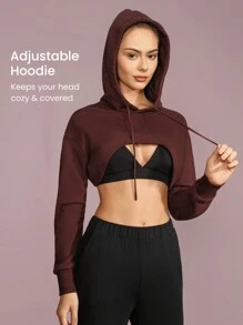 GLOWMODE Get Sporty Cropped Sweatshirt - Brown - View 3