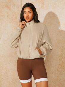 VARSIVA Women Jackets Kolor Zip Plain Casual - Khaki - View 5