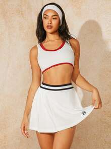 VARSITIE Sports Tennis Basic Outdoors With SKIRT - White - View 4
