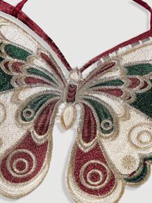 SHEIN MOD 女士蝴蝶刺繡吊帶無背心背心上衣 - 彩色 - 查看 3