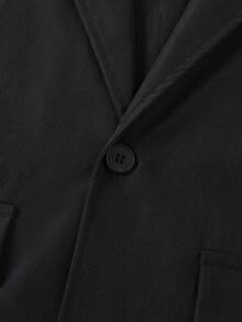 SHEIN 2入組男孩時尚帥氣西裝外套和襯衫套裝,適用於派對、表演、秋季 - 黑色 - 查看 3