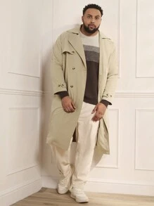 GENTILAND Soprabito Lungo Casual Doppio Petto Maschile Taglia Forte Con Collo A Revers Dal Taglio Ampio E Confortevole