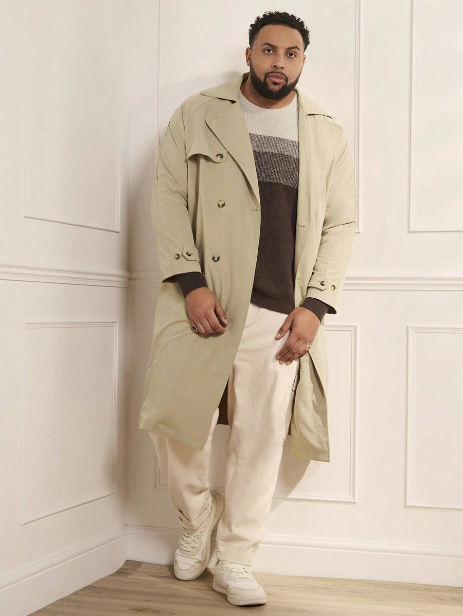 GENTILAND Soprabito Lungo Casual Doppio Petto Maschile Taglia Forte Con Collo A Revers Dal Taglio Ampio E Confortevole