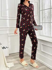 Generisch Damen Pyjama-Set Mit Totenkopf- Und Rosen-Muster - Gothic