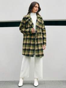 Anewsta Women's Long Plaid Coat