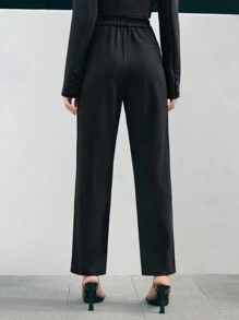 Anewsta Của phụ nữ Chân thẳng Quần tây - màu đen - Xem 2