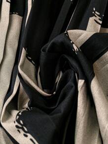 EMERY ROSE Maxikleid mit Große Größen, Polka-Punkt-Muster, Kreuzkragen, Laternenärmel, gefaltetem Saum für Damen - Aprikosenfarben - Übersicht 3