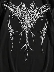 ROMWE MEN Goth Print Patterned Short Sleeve Men's T-Shirt, School