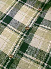 Maweii Plus Size Women's Plaid Shirt Dress - Green - View 4