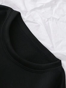 SHEIN LUNE Sudadera De Lana Polar Para Mujer Con Estampado De Luna - Negro - Ver 6