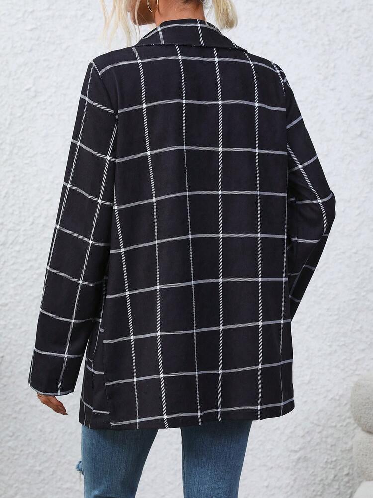 Women's Plaid Double-Breasted Coat Fall Cloth For Women