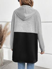 SHEIN LUNE 帶拉鍊和束帶的兩色連帽夾克 - 彩色 - 查看 2