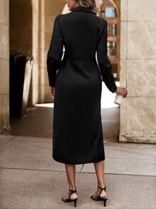 SHEIN Clasi Của phụ nữ Bọc Váy sơ mi - màu đen - Xem 2