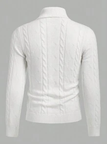 Manfinity VCAY Jersey de cuello alto casual de un solo color con mangas largas para hombre, para salir con amigos