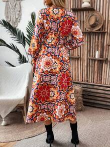 SHEIN Clasi Women's Floral Print Belted Dress - Multicolor - View 2