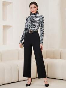 Modelyn 斑馬紋高領長袖t恤 - 彩色 - 查看 4