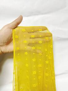 Ropa De Dormir De Gasa De Malla Para Mujer Con Jacquard Floral Y Mangas Con Volantes - Amarillo - Ver 7