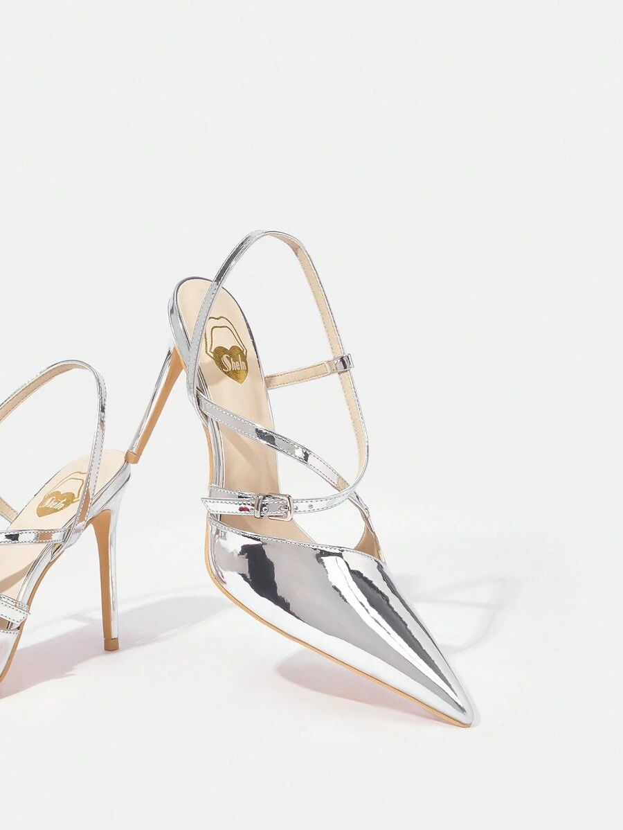 SheIn SXY Của phụ nữ Giày cao gót Giày nữ Baotou - Bạc - Xem 1