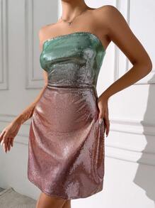 SHEIN Cottnline Abito Da Sera Da Donna Con Paillettes Senza Spalline - Multicolore - Visualizzare 3