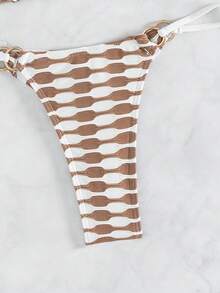 SHEIN Swim Bộ bikini xẻ tà cổ dành cho nữ bằng vải đặc biệt đi biển mùa hè - Nhiều màu - Xem 6
