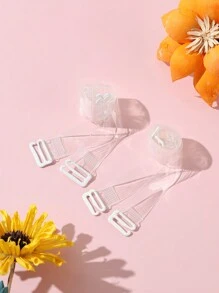 Plus Size Transparent Shoulder Strap Bra Accessories - Clear - View 7