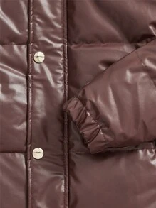 Manfinity VCAY Men's Loose Padded Coat With Pu Leather Outer Shell, Zipper And Hood, Black - Brown - View 3