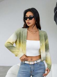 GENKIRA Gradient Button-Front Cardigan Fall Cloth For Women - Multicolor - View 6