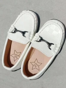 Metal Chain Decor Kids Flats - Beige - View 3