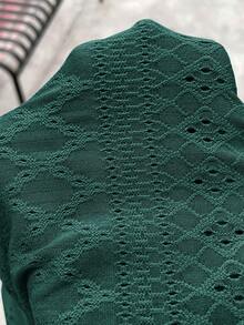 SHEIN Clasi 女士鈕扣細節交叉剪裁刺繡t恤 - 墨綠色 - 查看 6