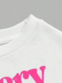 休閒人像 標語女童（大）衛衣 - 白色 - 查看 3