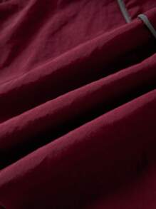 SHEIN ICON 女款拼色條紋機車夾克 - 酒紅色 - 查看 6