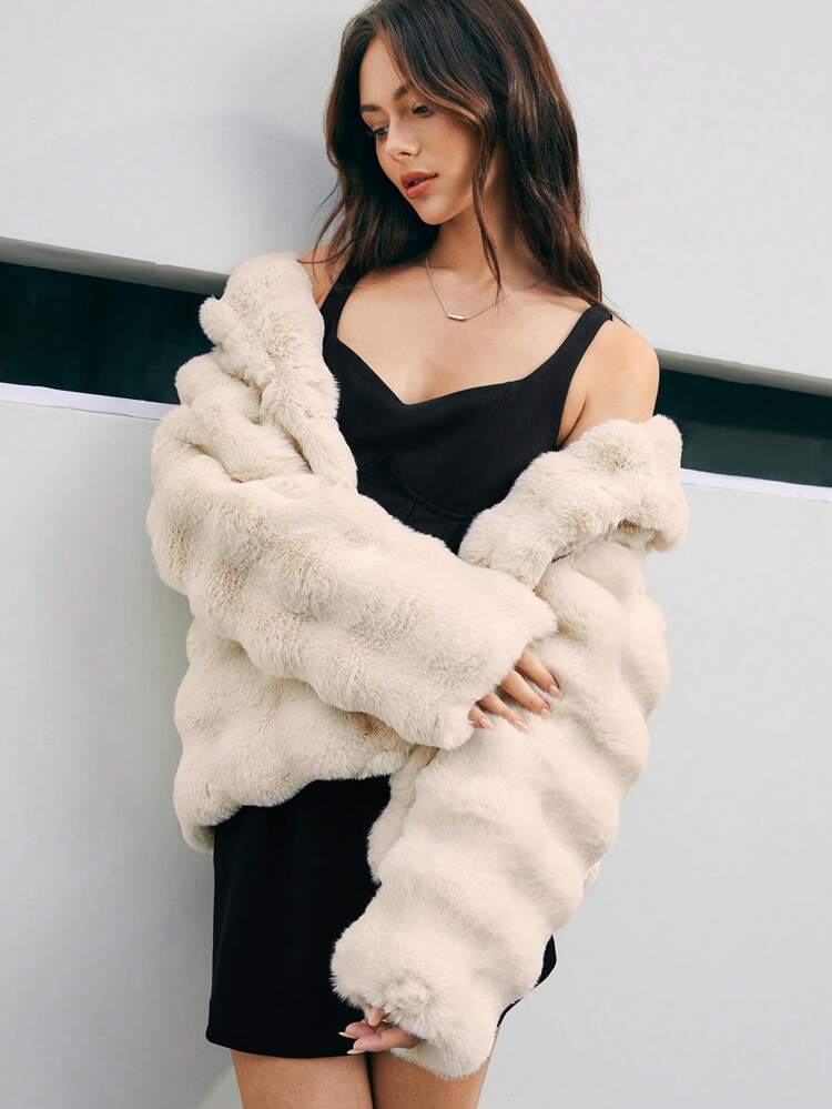 Women's Turn-down Collar Drop Shoulder Coat