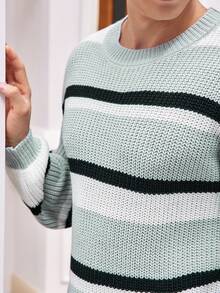 Manfinity Hypemode 1pc Men's Striped Sweater With Drop Shoulders - Green - View 5