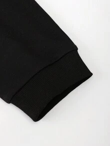 Manfinity Homme Men's Cartoon & Slogan Printed Hooded Sweatshirt And Pants Set With Drawstring, Long Sleeve - Black - View 6