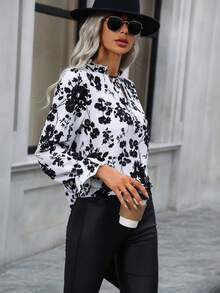 SHEIN Clasi 女士花卉印花綁領襯衫 - 彩色 - 查看 3