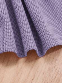 SHEIN 嬰兒女孩可愛兔子圖案抱毛拼接灰垂絨兩件式運動連帽洋裝 - 藍白色 - 查看 6