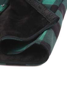 Men Buffalo Plaid Print Thermal Lined Drawstring Hooded Shacket - Black - View 5