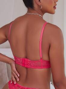 Sutiã Push-up sem bojo em renda - Pink - Visão 2