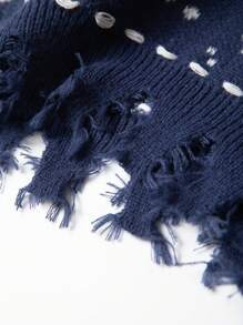 Manfinity Hypemode 男士復古漩渦圖案毛衣背心 - 寶藍色 - 查看 8