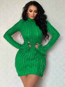 VaVaBold Women's Slim Fit Split Sleeves Bodycon Dress Fall Cloth For Women - Green - View 7