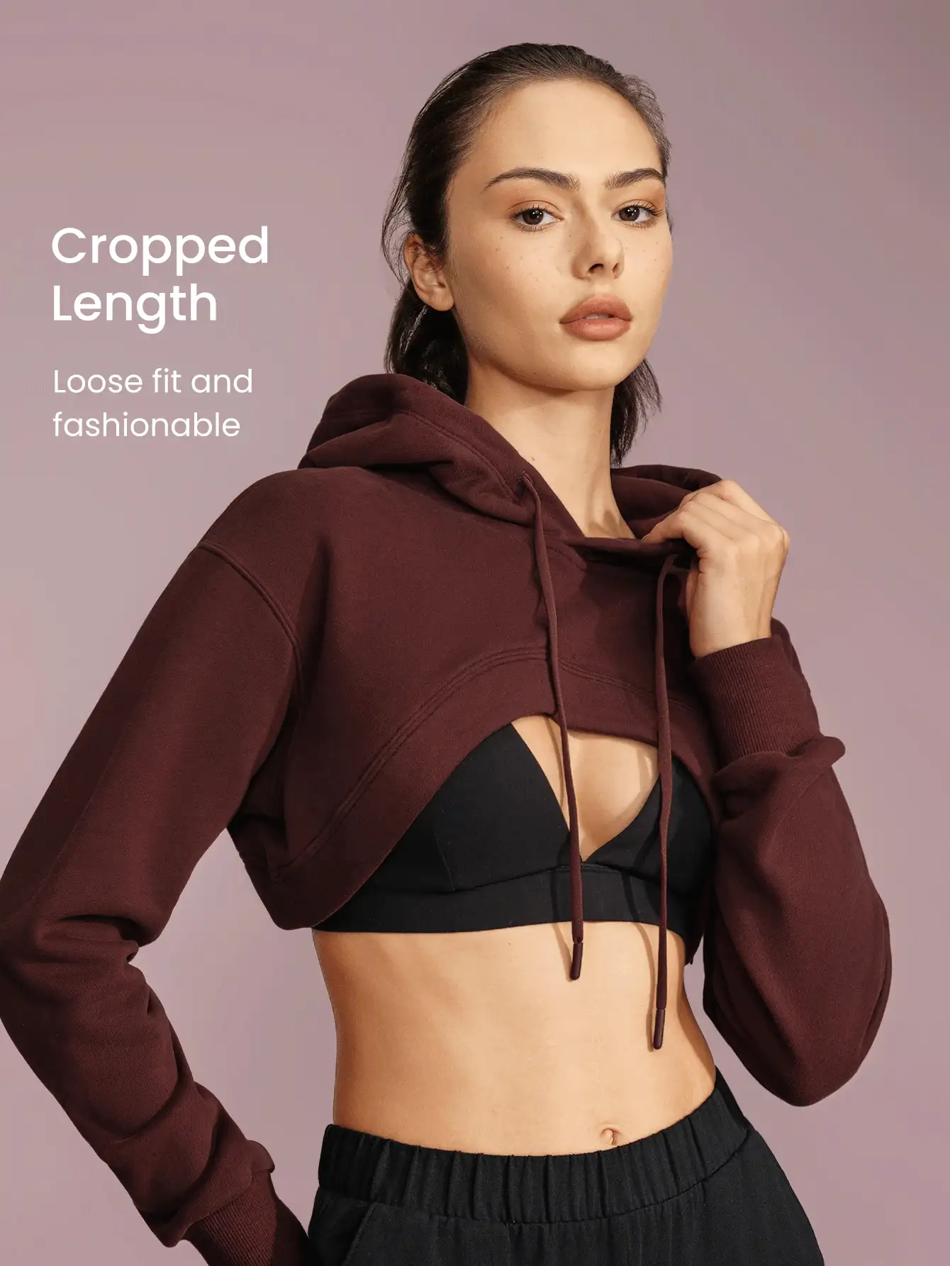 GLOWMODE Get Sporty Cropped Sweatshirt - Brown - View 2