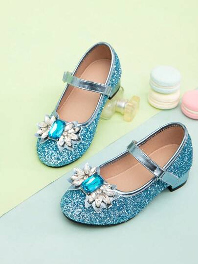 1 par Barns Blå Platta Skor , Mest Populär För Flickor