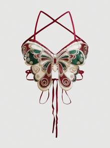 SHEIN MOD 女士蝴蝶刺繡吊帶無背心背心上衣 - 彩色 - 查看 1