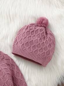 Baby Plain Color Button-Front Jumpsuit (Sweater Type) - Pink - View 4
