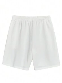 SHEIN Artist Men's Solid Color Casual Shorts, Holiday, New Year - White - View 2