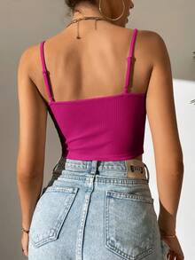 SHEIN Frenchy 女蕾絲邊羅紋吊帶背心