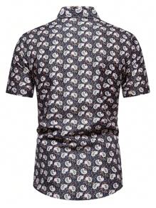 Manfinity Homme Men's All Over Paisley Pattern Short Sleeve Shirt