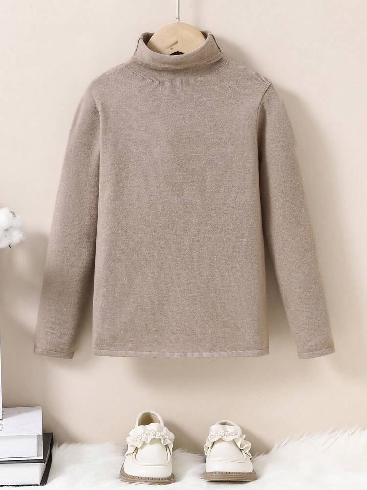 Girls High Neck Pullover Knitted Sweater