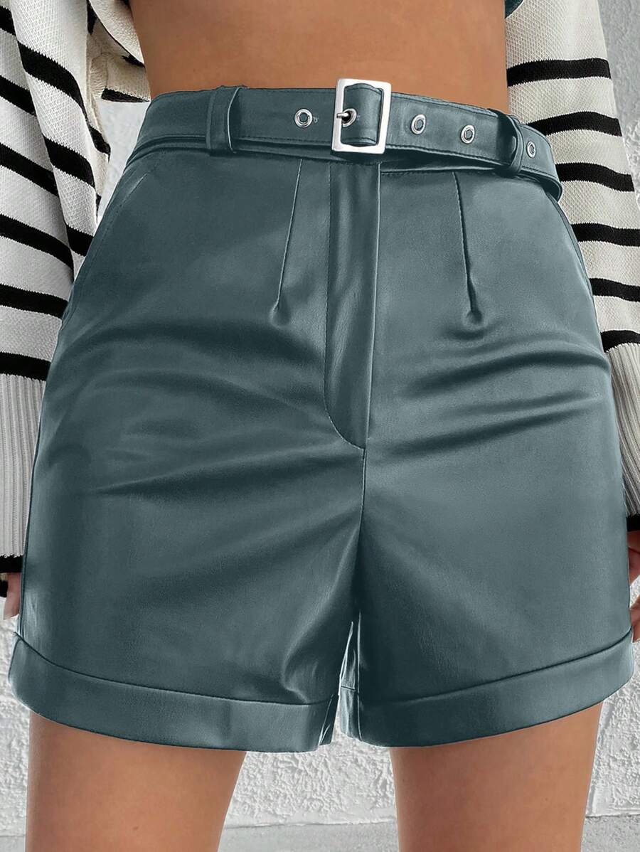 EURMUSE Ladies' Shorts With Belt - Khaki - View 1