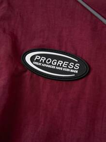 SHEIN ICON 女款拼色條紋機車夾克 - 酒紅色 - 查看 5